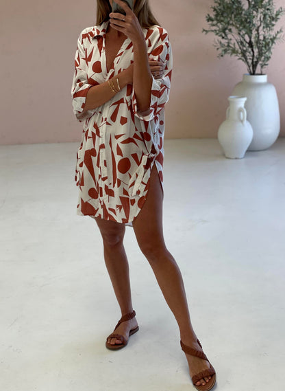 Chic Abstract Print Blouse